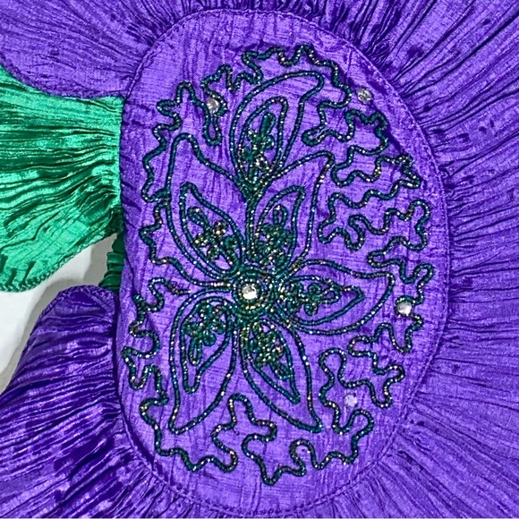 S 4 VTG 80’s BB Collections Purple Green Ruffle Formal One Shoulder Party Dress - Picture 9 of 9